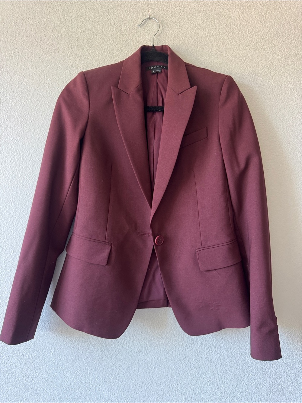 Theory Women's Wine Single-Button Tailored Blazer